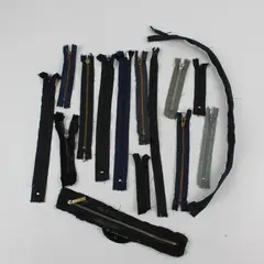 Lot of 15 Used Replacement Zippers Assorted Colors & Sizes