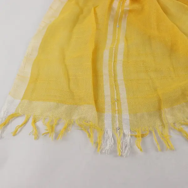 Yellow & White Lightweight Scarf with Sequins and Fringe Unbranded
