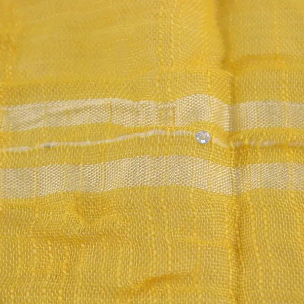 Yellow & White Lightweight Scarf with Sequins and Fringe Unbranded