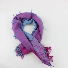 Sparkly Pink Blue Yellow Striped Fringe Scarf 40" Square