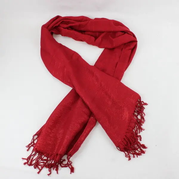 Sparkly Red Fringe Lightweight Scarf Wrap 26"x66"