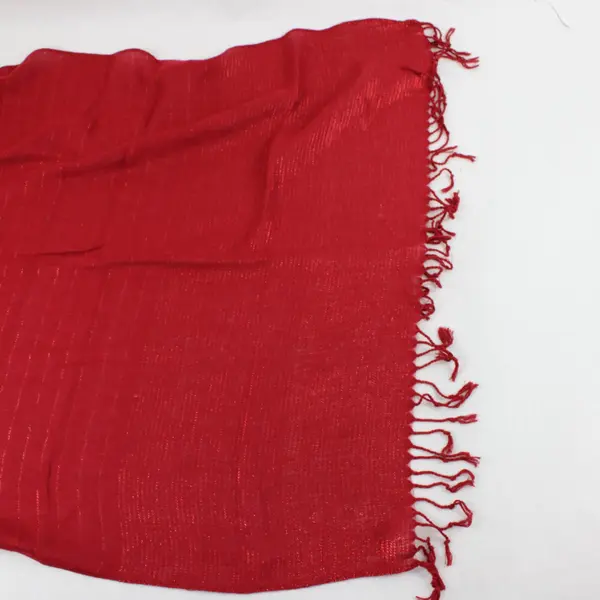 Sparkly Red Fringe Lightweight Scarf Wrap 26"x66"
