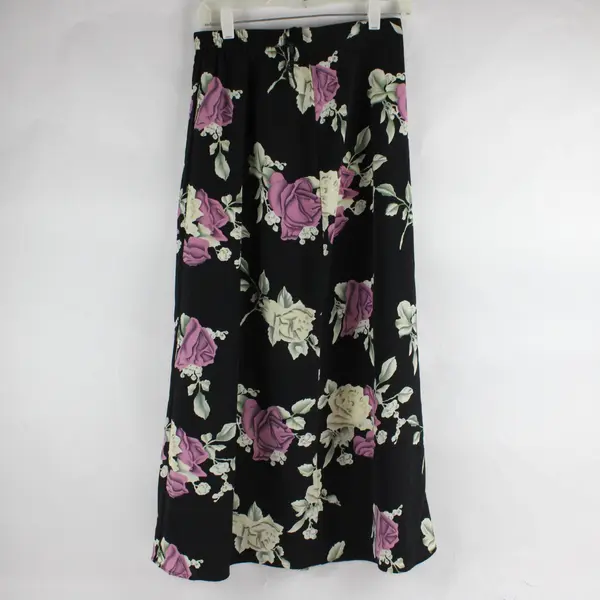 Sophisticates by Jonathan Martin VTG Black Floral Maxi Skirt M