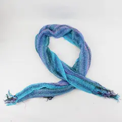 Multicolor Striped Openwork Knit Fringe Scarf 18"x66"