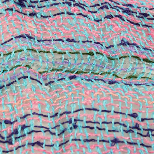 Multicolor Striped Openwork Knit Fringe Scarf 18"x66"
