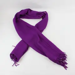 Sheer Plum Purple Fringe Scarf Wrap 26"x66"