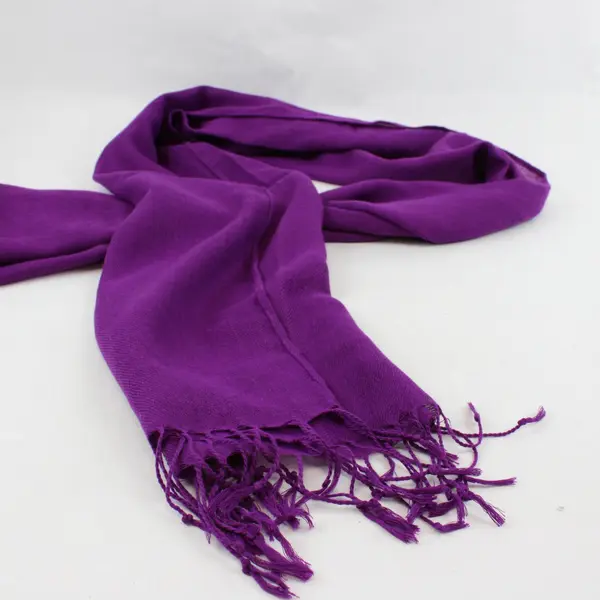 Sheer Plum Purple Fringe Scarf Wrap 26"x66"