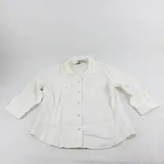 Vtg Edward Women's M White 100% Irish Linen Embroidered Smock Button Up Shirt