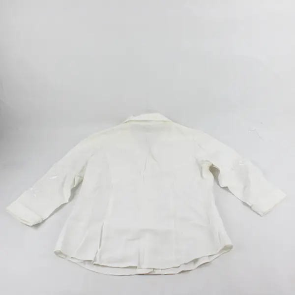 Vtg Edward Women's M White 100% Irish Linen Embroidered Smock Button Up Shirt