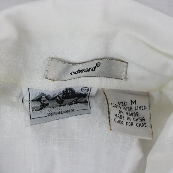 Vtg Edward Women's M White 100% Irish Linen Embroidered Smock Button Up Shirt
