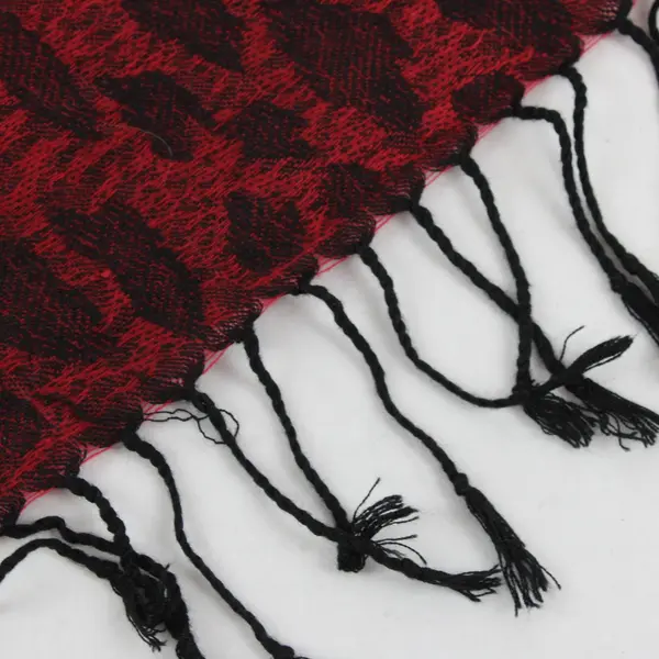 Red and Black Leopard Print Fringe Scarf Wrap 28"x67"