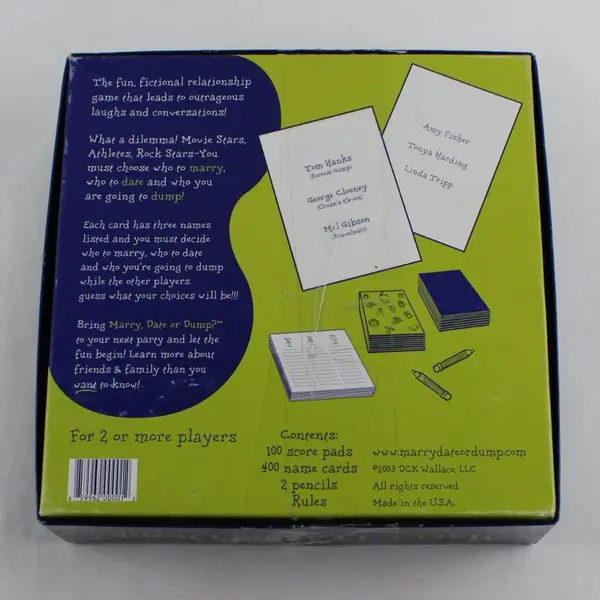 Marry, Date or Dump? Party Game  2003, US-Made, Complete