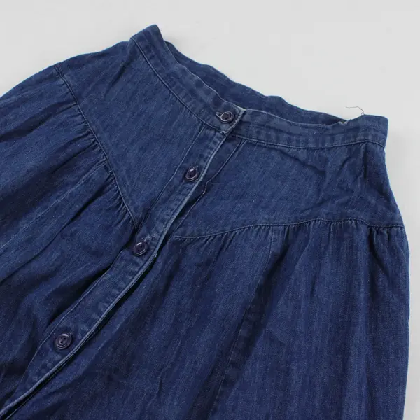Vintage Glenora Women's 22" Waist 100% Cotton Dark Denim Button Up Maxi Skirt