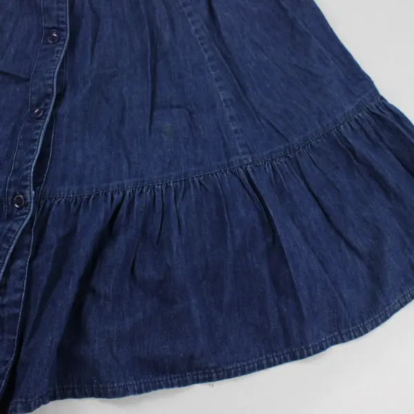 Vintage Glenora Women's 22" Waist 100% Cotton Dark Denim Button Up Maxi Skirt