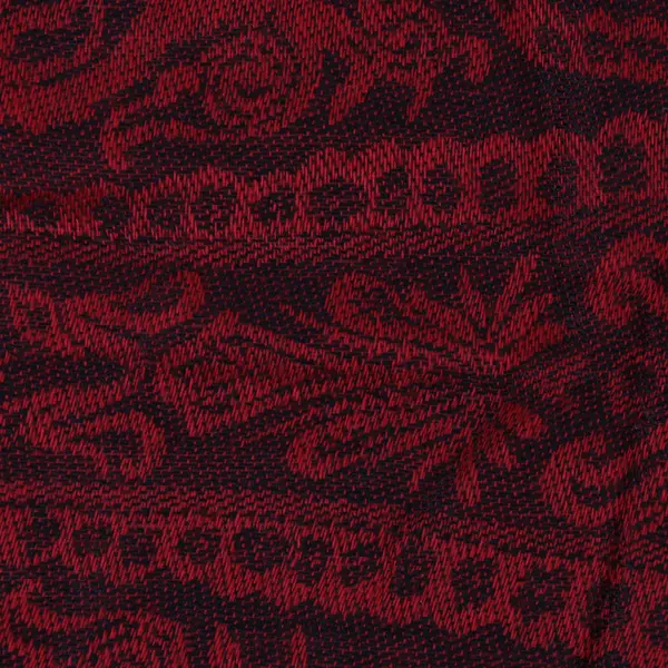 Red and Black Floral Paisley Fringe Scarf Wrap 26"x66"