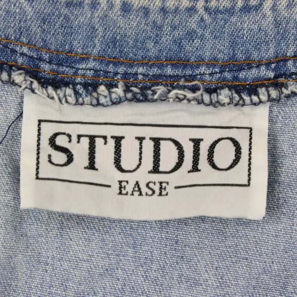 Vintage 80s Studio Ease Women's M Light Wash Denim Blue Jumpsuit