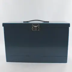 Vintage Blue Metal In-Home Personal Filing System Box UNLOCKED NO KEY