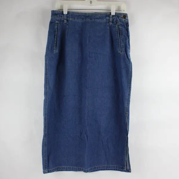 Vintage Lizwear Women's Size 14 Medium Wash Blue Denim Maxi Skirt 100% Cotton