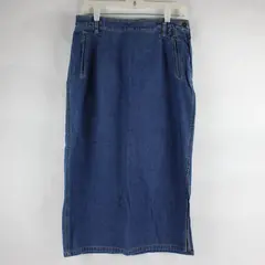 Vintage Lizwear Women's Size 14 Medium Wash Blue Denim Maxi Skirt 100% Cotton