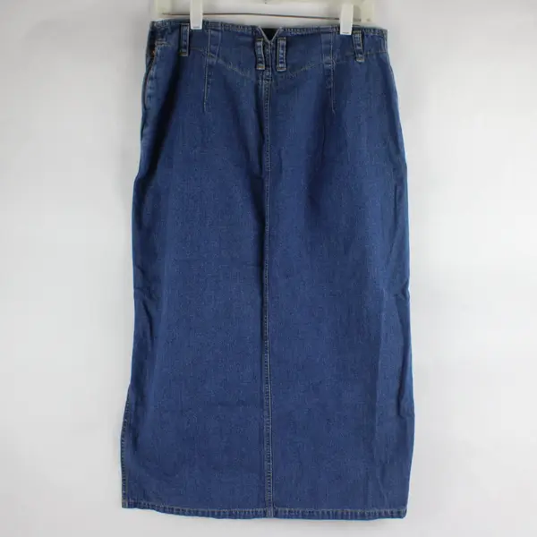 Vintage Lizwear Women's Size 14 Medium Wash Blue Denim Maxi Skirt 100% Cotton