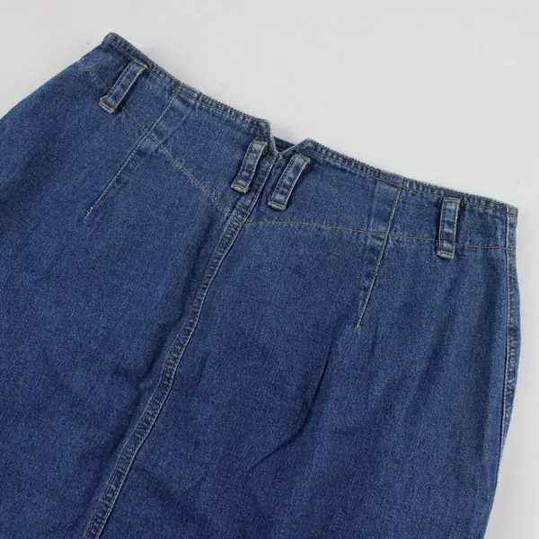 Vintage Lizwear Women's Size 14 Medium Wash Blue Denim Maxi Skirt 100% Cotton