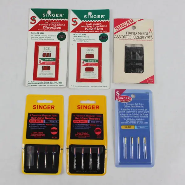 Lot of 6 Packs of Singer Hand & Sewing Machine Needles, Assorted Sizes/Unopened 