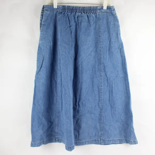 Vintage TY Wear Women's Size 12P Light Wash Denim Blue Maxi Skirt 100% Cotton