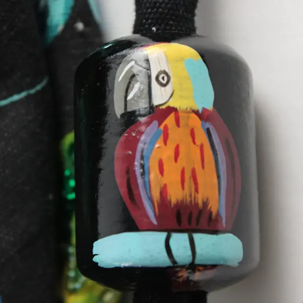 VTG Tropical Parrot Print Beaded Sequined Travel Beach Shoulder Bag