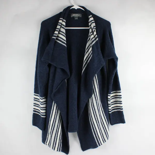 Eddie Bauer Sleepwear Blue White Striped Open Front Cardigan Women's XS