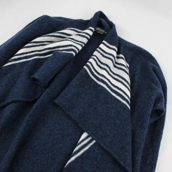 Eddie Bauer Sleepwear Blue White Striped Open Front Cardigan Women's XS