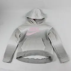 Nike Girls Hoodie 6 (M) Gray Pink Swoosh Pullover Sweatshirt Youth