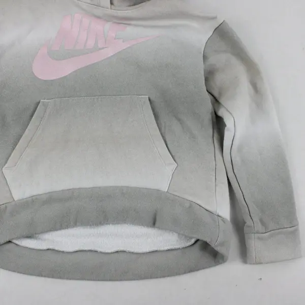 Nike Girls Hoodie 6 (M) Gray Pink Swoosh Pullover Sweatshirt Youth