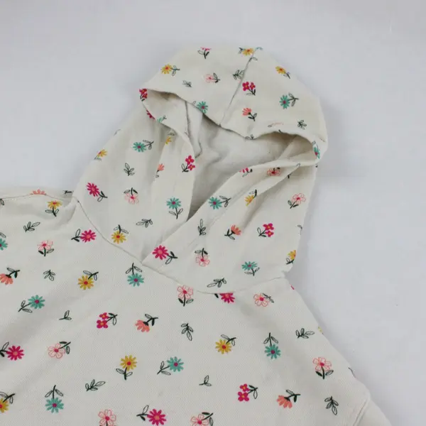 Wonder Nation Girls Beige Flower Print Pullover Hoodie Size S (6-6X)