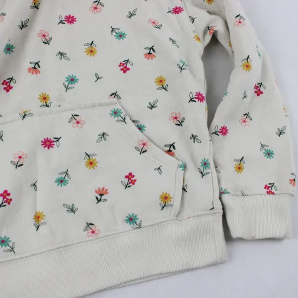 Wonder Nation Girls Beige Flower Print Pullover Hoodie Size S (6-6X)