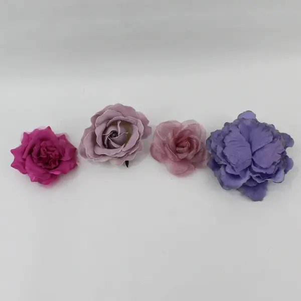 Lot of 10 Artificial Flower Hair Clips Brooches Mixed Colors Floral