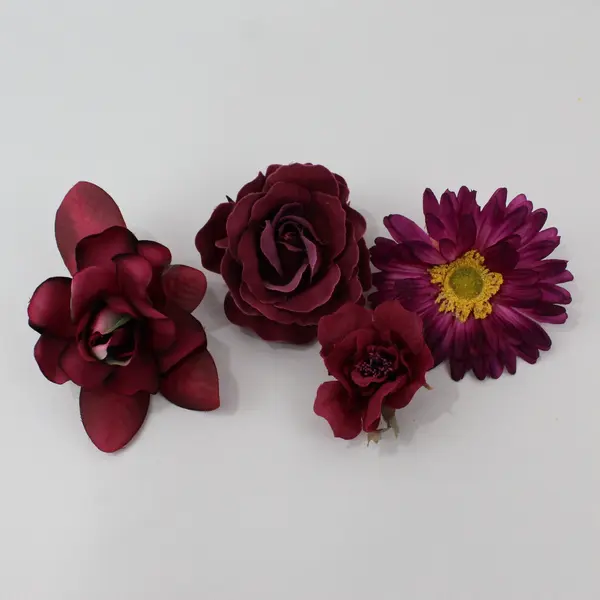 Lot of 10 Artificial Flower Hair Clips Brooches Mixed Colors Floral