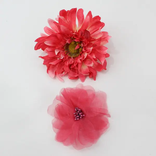Lot of 10 Red Pink Artificial Flower Clips and Brooches