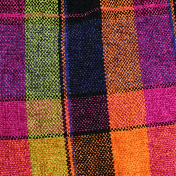 Women Multicolor Plaid Fringe Scarf 10.5x56 Woven