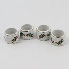 Vintage Baker, Hart & Stuart Fine Porcelain Christmas 4-Pc. Napkin Ring Set