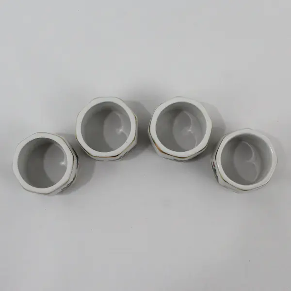 Vintage Baker, Hart & Stuart Fine Porcelain Christmas 4-Pc. Napkin Ring Set