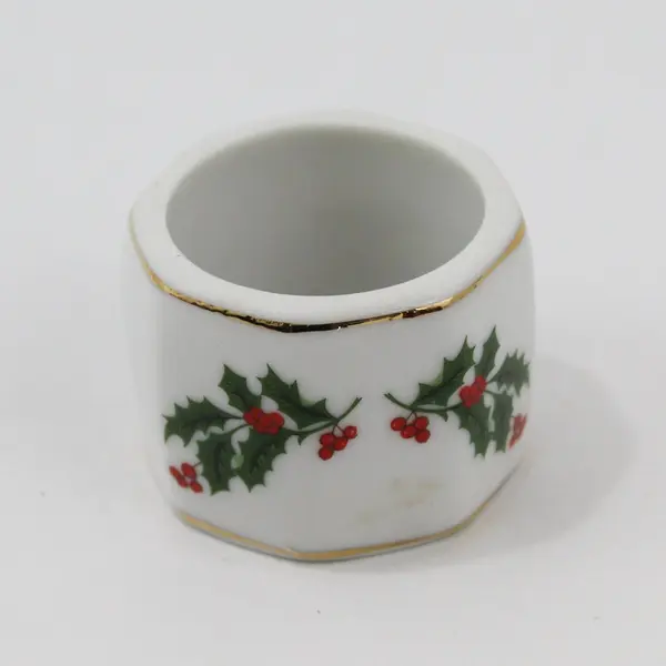 Vintage Baker, Hart & Stuart Fine Porcelain Christmas 4-Pc. Napkin Ring Set