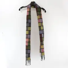 Cashmyarn by Berkshire Multicolor Plaid Fringe Acrylic Scarf 12"x70"