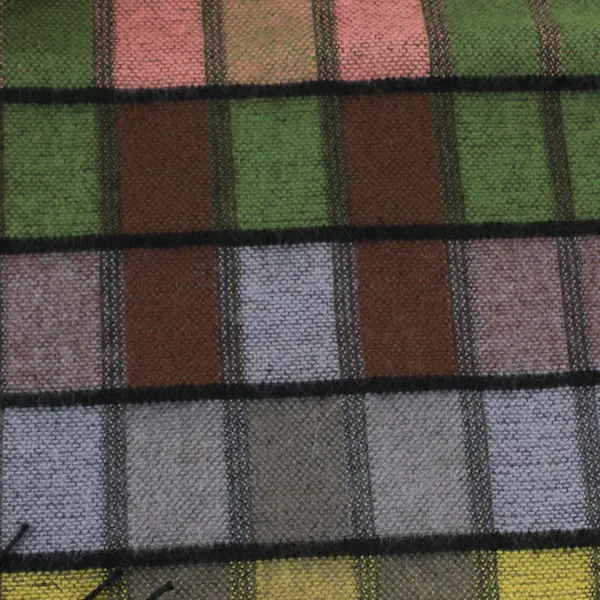 Cashmyarn by Berkshire Multicolor Plaid Fringe Acrylic Scarf 12"x70"