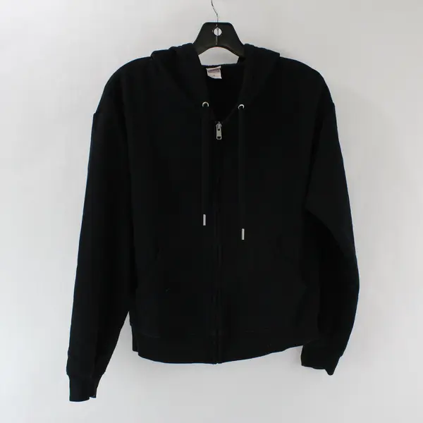 Auden Women's Black Fleece Lined Full Zip Lounge Hoodie Sweatshirt Size M