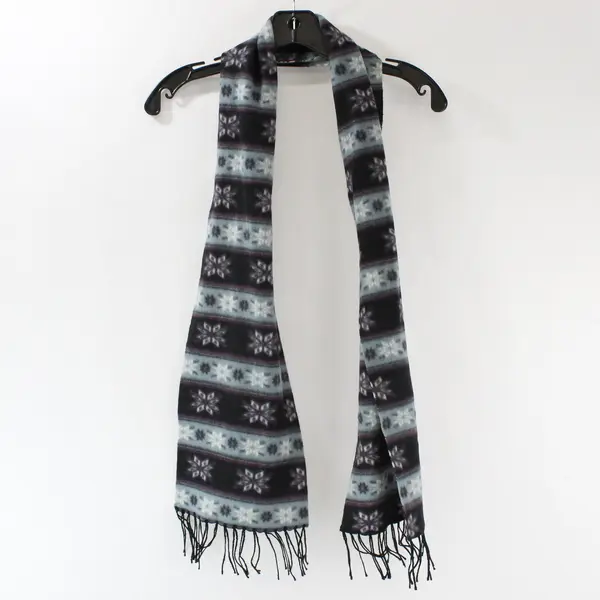 Black Blue and Purple Fair Isle Fringe Felt Scarf 8.5"x60"