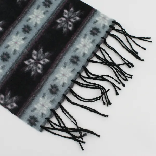 Black Blue and Purple Fair Isle Fringe Felt Scarf 8.5"x60"