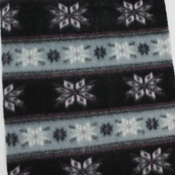 Black Blue and Purple Fair Isle Fringe Felt Scarf 8.5"x60"