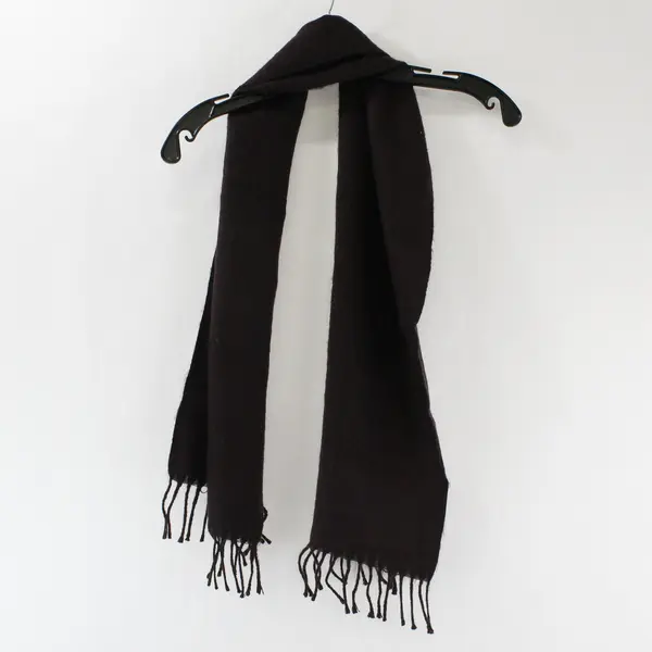 Lot of 2 Solid Color Fringe Winter Scarves Brown Blue