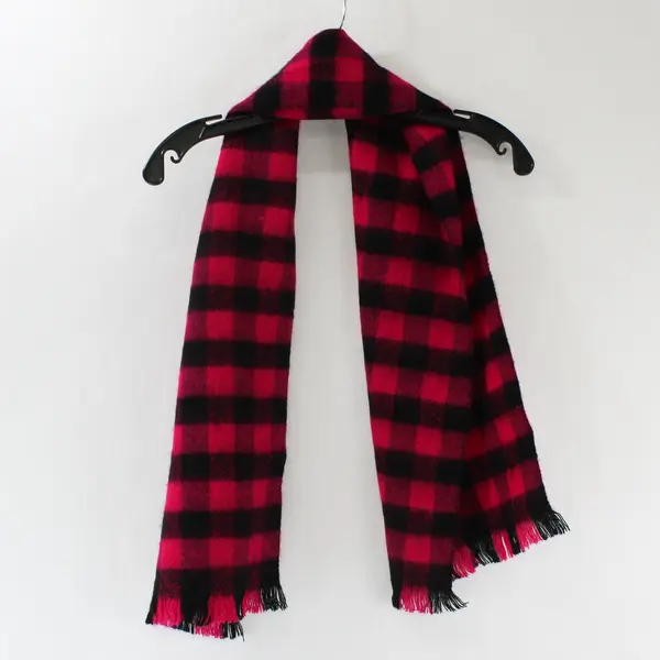 Lot of 2 Buffalo Check Fringe Winter Scarves Black/White Pink/Black