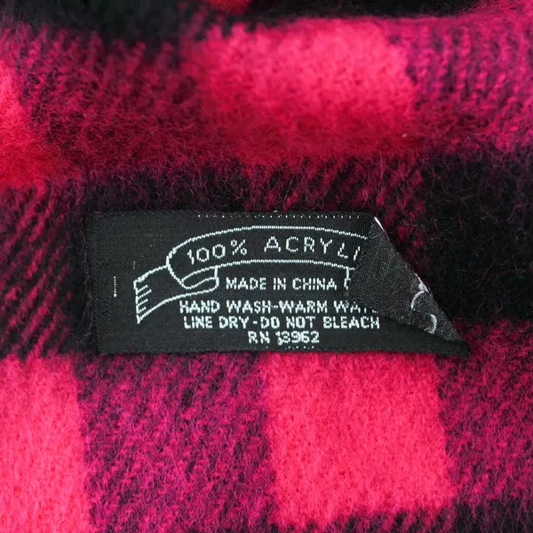 Lot of 2 Buffalo Check Fringe Winter Scarves Black/White Pink/Black